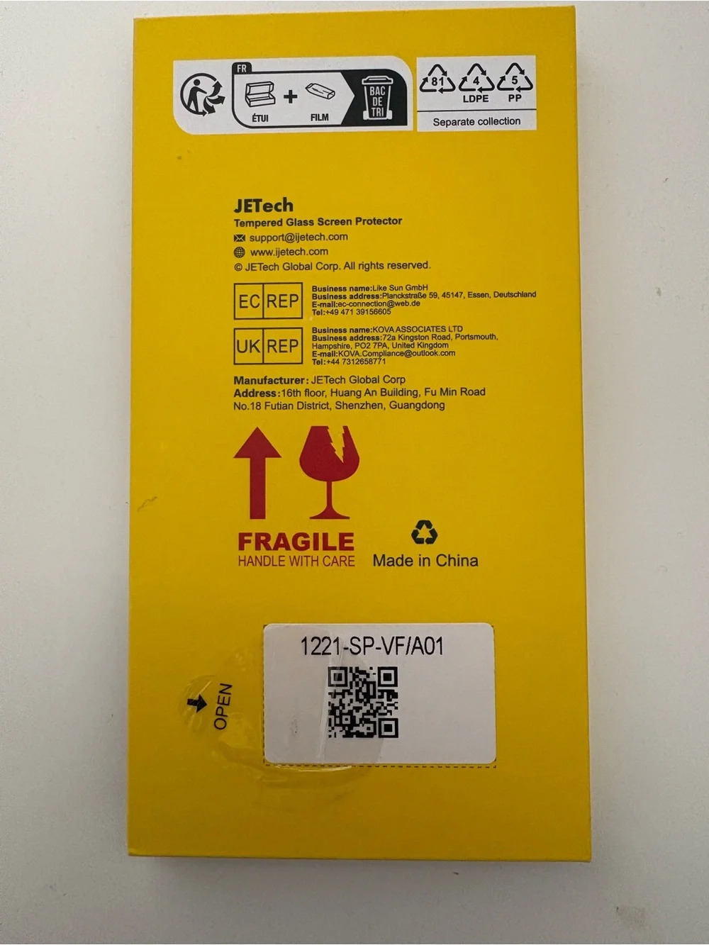 JETech Tempered Glass Screen Protector - Yellow Packaging iPhone 14 Pro Max